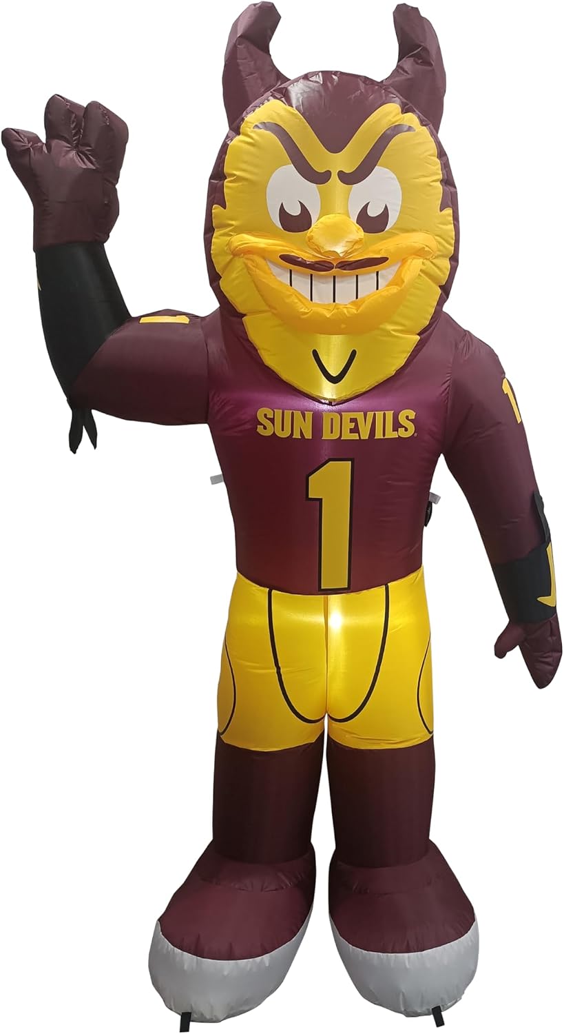 Logo Brands NCAA Arizona State Sun Devils 7 FT Inflatable Mascot -Powerful 12V Blower & Fast Setup – LED Yard
