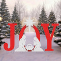 FUNNGO 42 inch Red Joy Christmas Nativity Scene Decorations Outdoor / Weather Resistant PVC, Durable Outdoor