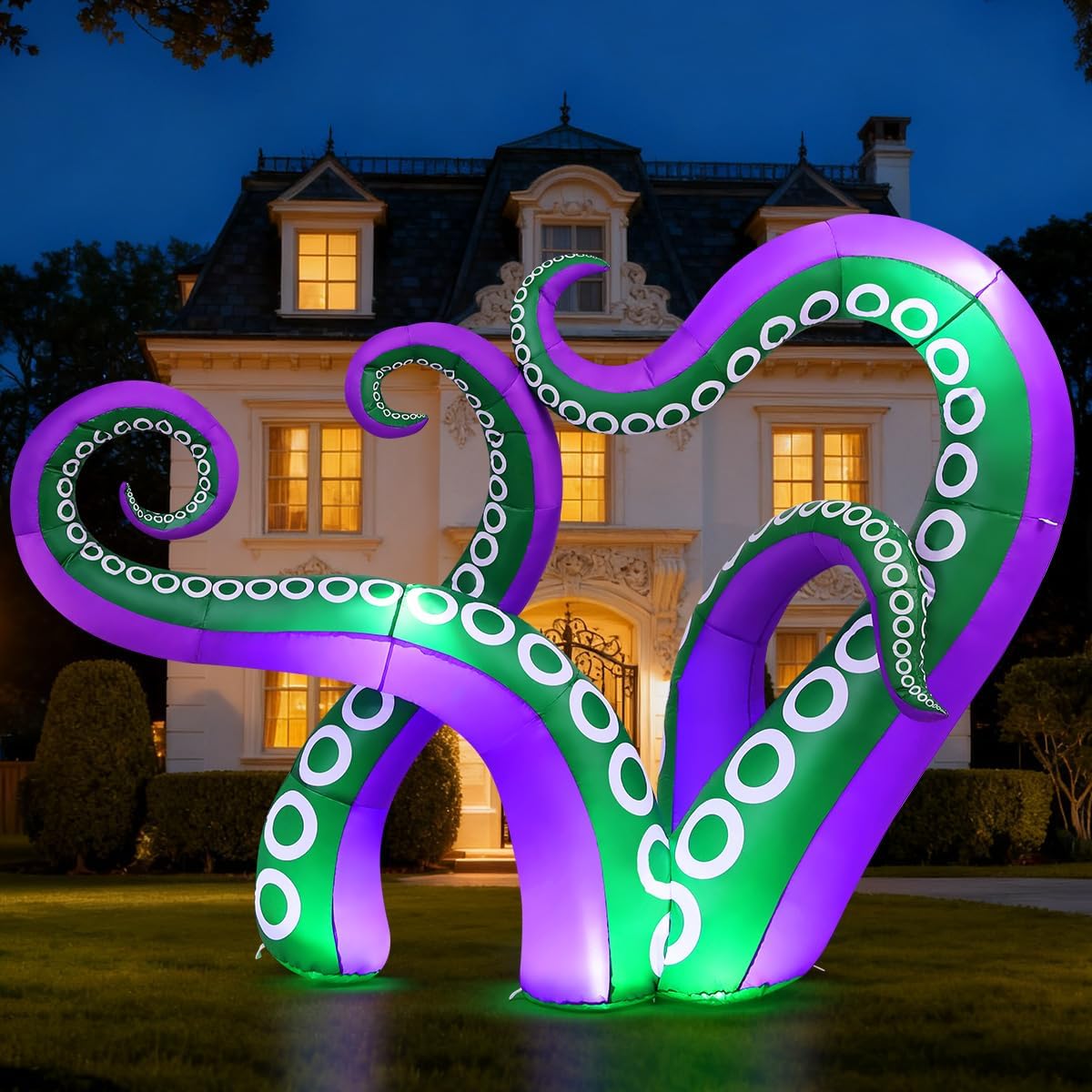 GOOSH 7.2 FT Long Inflatables Octopus Holiday Outdoor Decorations Blow Up Yard with Built-in LEDs for Vacation Garden Lawn...