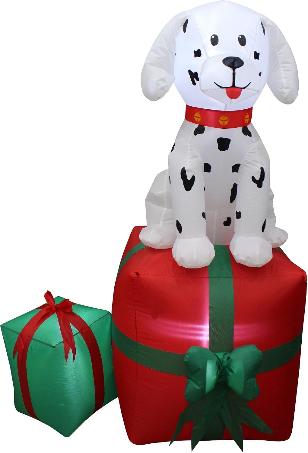 5 FT Lighted Christmas Inflatable Dalmatian Puppy on Gift Box / Outdoor Indoor Holiday Decoration, Built-in