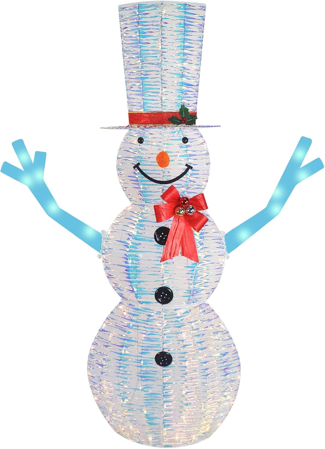 6 ft Iridescent Lighted Snowman - Pre Lit Outdoor Christmas Decoration - 105 Lights for Indoor or Yard Decor
