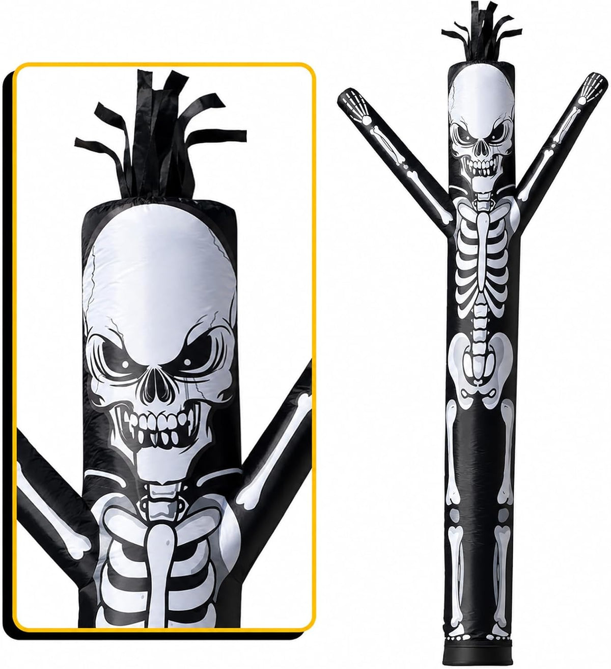 GOODENY 20FT Tall Halloween Skeleton Inflatable Tube Man (18''Diameter) Wacky Wavy Dancing Guy for Outdoor