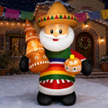 5.9FT Christmas Inflatable Santa Claus with Mexican Sombrero Outdoor Decor / Built-in LED Lights, Mexican