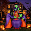 Decor unlimited 6 FT Halloween Inflatables with Built-in LEDs, Three Witches Around a Cauldron with Flame