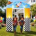 MinFyberd 9ft Giant Inflatable Arch Cartoon Story Themed Party Decorations / Cow Cloud Plaid Inflatable