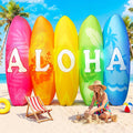 Teyva Daily 5 ft Hawaiian Inflatable Outdoor Decor Giant Aloha Surfboards with Built-in LED Lights Large Size