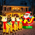 AerWo 12FT Christmas Inflatables, Black Santa Claus on Sleigh with Reindeer, Blow Up Christmas Decorations