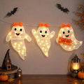 Domvaranique 60-LED Cute Ghost Halloween Lights, Glitter Fabric, Warm Glow / 8 Lighting Modes, Cool to Touch,