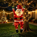 5 FT Hanging Christmas Decorations Outdoor, Santa Claus Swing / with String Lights​​, Light Up Large Cute