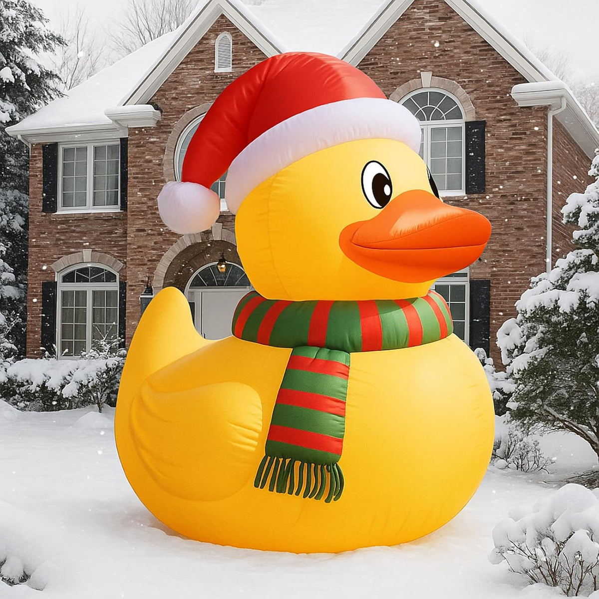 RoundFunny 6ft Christmas Inflatable Duck LED Lights Outdoor Decoration / Built-in LED Lights for Night