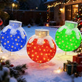 Christmas Ball Lighted, 3pc Set Holiday Balls with 180 LED Lights, Collapsible Hanging Lantern Ball - Red/Green/Blue