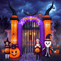 10.8FT Halloween Inflatables Archway Outdoor Decoration / Lighted Blow Up Halloween Arch with Skeleton, Bat,