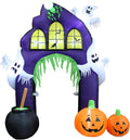 BZB Goods 9 FT Tall Halloween Inflatable Castle Archway / Pumpkins Spider Ghosts Cauldron, LED Lights,