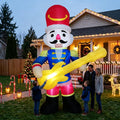 Feswear 12FT Christmas Inflatables Outdoor Decorations Guitar Nutcracker Soldier Decor with LED Lights