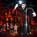 12FT Halloween Inflatable Decorations, Grim Reaper Ghost with Knife, 6 LED Lights, Spooky Face Scary