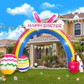 Danxilu 10 FT Bunny Easter Inflatables Decorations Rainbow Archway / With LED Lights, Rabbit Inflatable Arch,