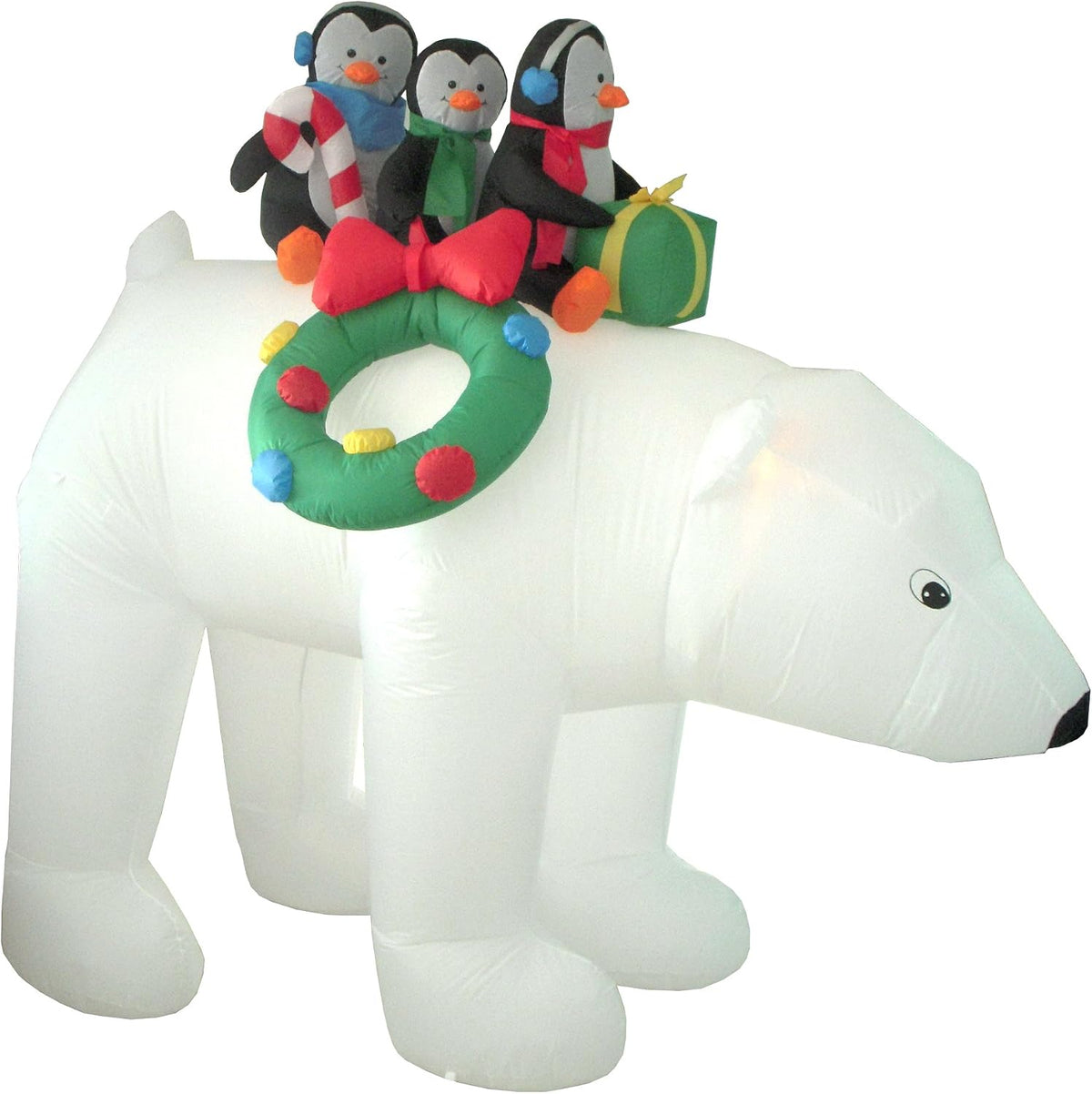 8 FT Christmas Inflatable Three Penguins on Polar Bear / LED Lights, Outdoor Indoor, Blow Up Lawn, Holiday