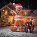 Feswear 12FT Giant Lighted Gingerbread Man Inflatable Christmas Blow Up Yard Decoration for Outdoor Winter